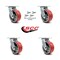 Service Caster 5 Inch Red Poly on Cast Iron Caster Set with Ball Bearing and Swivel Lock SCC SCC-30CS520-PUB-RS-BSL-4 - alternate 1